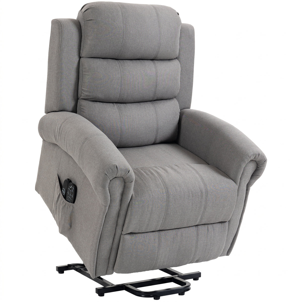 HOMCOM Massagesessel mit Aufstehhilfe, Relaxsessel, Vibrationsköpfe, mit Neigefunktion, Leinenoptik, Hellgrau