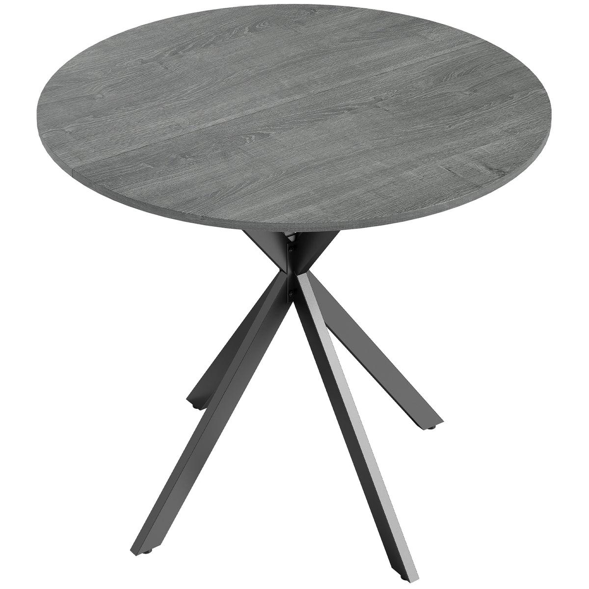 HOMCOM Runder Küchentisch, 80 cm, kompakte Tischplatte, Spanplatte, Metall, Grau