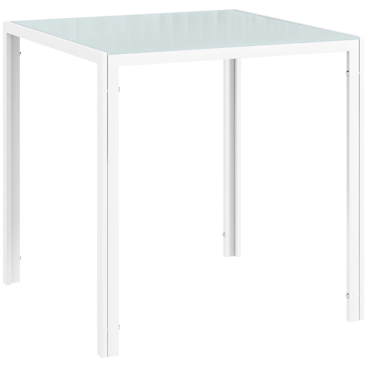 HOMCOM Quadratischer Esstisch für 4 Personen, Tischplatte aus Hartglas, für Küche und Esszimmer, 75 x 75 x 75