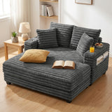 HOMCOM Chaiselongue 2 Sitzer Groß Schlafsofa 134 x 151 cm mit Becherhalter für Wohnzimmer, Grau – Produktabbildung 10