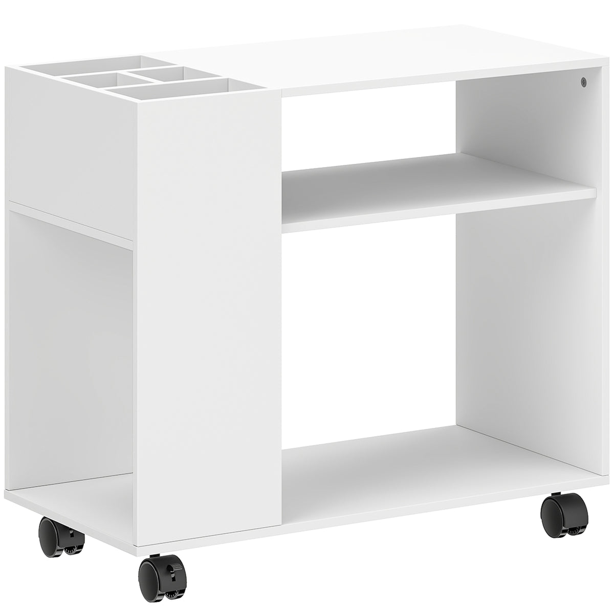 HOMCOM Druckerständer Druckertisch mit Unterteiltem Fach, Ablageflächen für Büro 70 x 34 x 60 cm Weiß