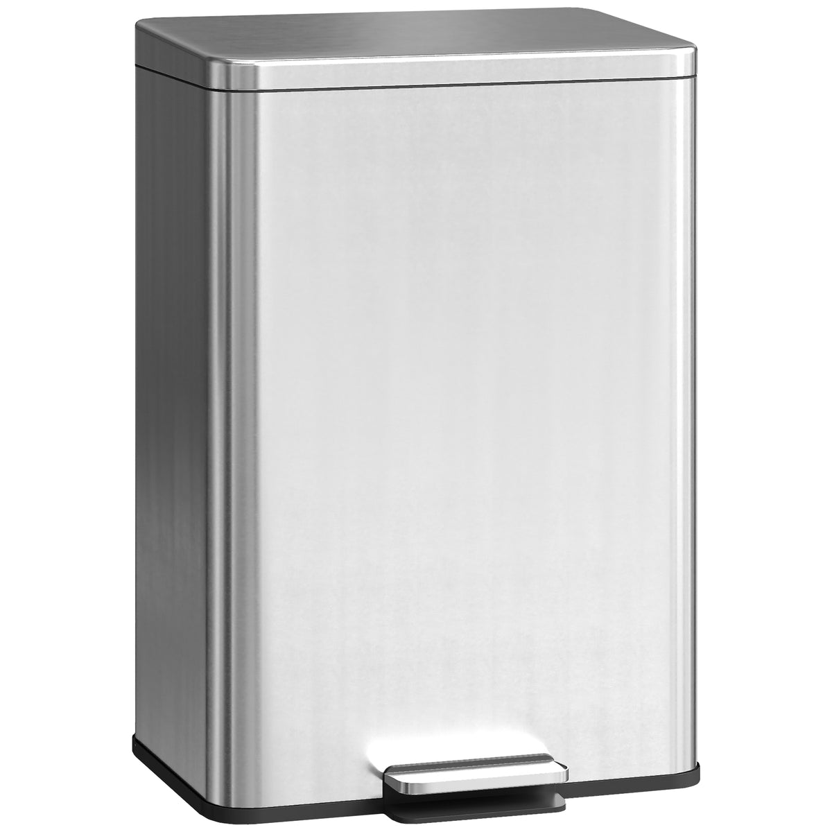 HOMCOM Mülleimer 20 L Treteimer mit Softclose-Deckel, Pedal, abnehmbar Inneneimer Silber, 34,2 x 30,6 x 44,2