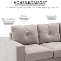 HOMCOM 3-Sitzer-Ecksofa, Leinenoptik, Wendbare Chaiselongue, 193x136x85 cm, Hellgrau – Produktabbildung 4