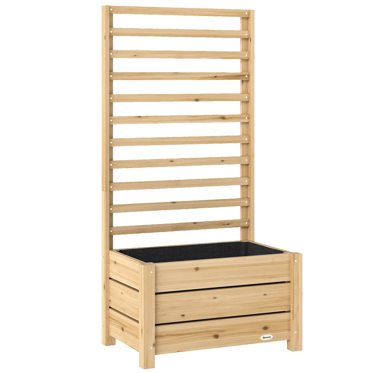 Outsunny Hochbeet mit Rankgitter Holz erhöhter Blumenkasten mit Spalier Abflussloch Vliesstoff 60 x 39 x 120