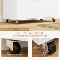 HOMCOM Küchenwagen mit Schublade, Schrankfach, Handtuchstange, 106 x 42 x 87 cm, Weiß/Eiche – Produktabbildung 7