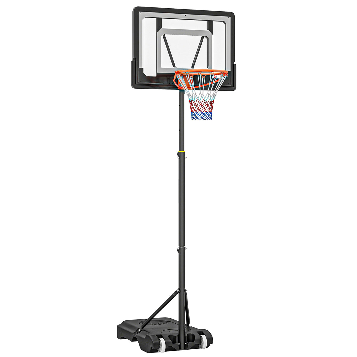 Basketballständer mit Rollen 83x55cm Rückwand, Mobiler Basketballkorb mit Ständer, verstellbare Korbhöhe 156