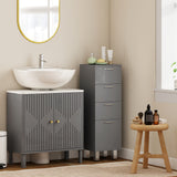KleanKin Badezimmerschrank, Badschrank, 4 Schubladen, Spanplatte, glatt, Grau – Produktabbildung 5