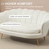 HOMCOM Vintage 2-Sitzer Sofa, Couch, Polstermöbel, Samtoptik, bis 150 kg, Creme/Gold – Produktabbildung 5