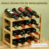 HOMCOM Weinregal aus Bambus für 16 Weinflaschen, 4 Regale, 43 cm x 23,5 cm x 38 cm Natur – Produktabbildung 5