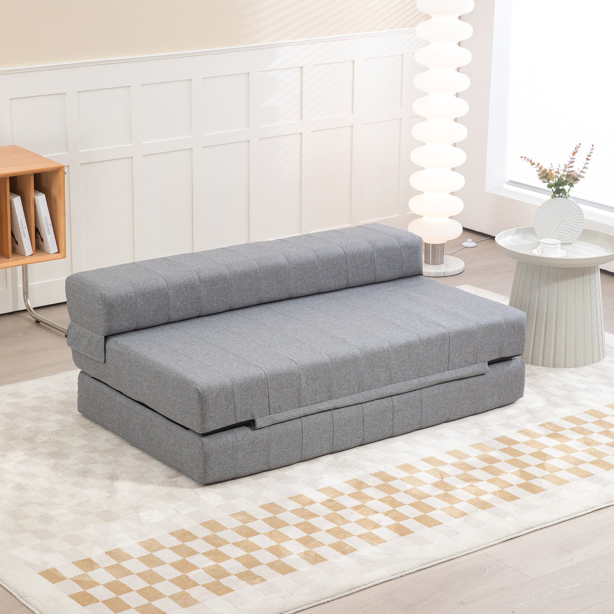 HOMCOM Klappsessel mit Bettfunktion, Gästebett, faltbar, bis 250 kg, 138x80x50 cm, Grau – Produktabbildung 2