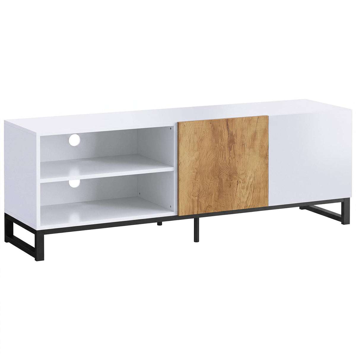 HOMCOM TV-Schrank für Fernseher bis 55 Zoll, modernes TV-Lowboard mit verstellbaren Einlegeböden, Weiß