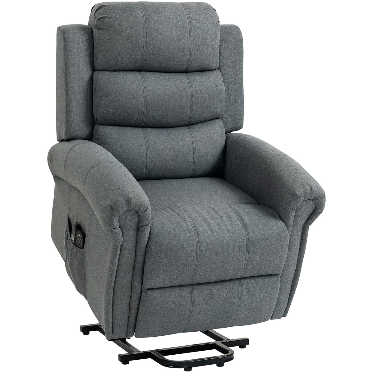 HOMCOM Massagesessel mit Aufstehhilfe, Relaxsessel, Vibrationsköpfe, mit Neigefunktion, Leinenoptik, Grau