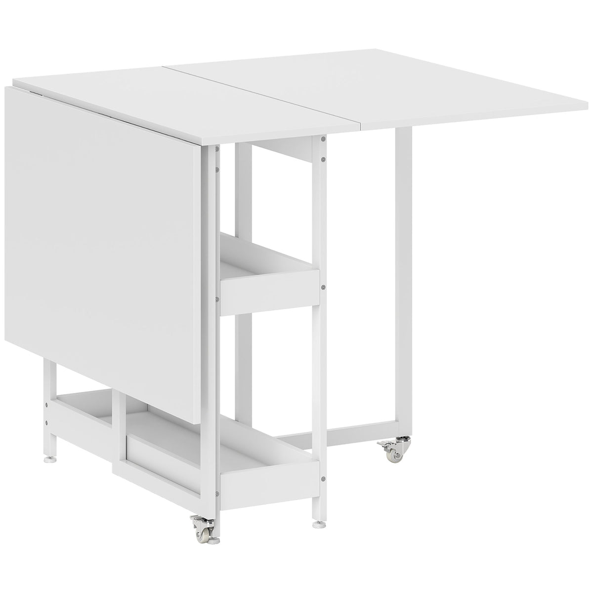 HOMCOM Klappbarer Esstisch im Industriedesign, für bis zu 4 Personen, offene Regale, flexibel, Metall
