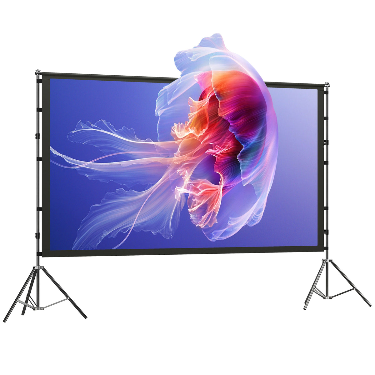 HOMCOM 100 Zoll 16:9 HD 4K/8K Projektor-Leinwand mit Ständer, tragbare doppelseitige Leinwand mit klappbaren