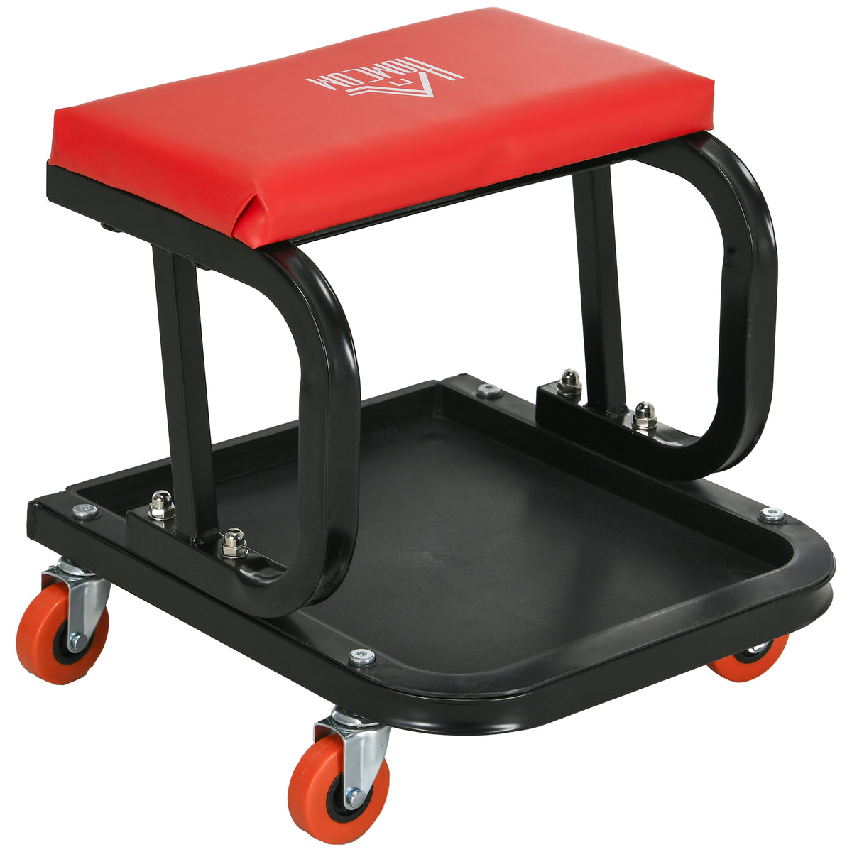 HOMCOM Werkstatthocker, robust & komfortabel, 38x35x37cm, Rot/Schwarz