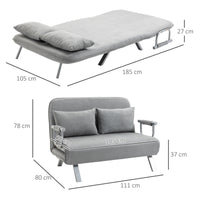 HOMCOM Schlafsofa, Doppelsofa, Gästebett, inklusive 2 Kissen, Grau – Produktabbildung 3