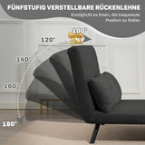 HOMCOM Schlafsofa 2er-Sofa mit Schlaffunktion, inkl. 2 Kissen, Sherpa-Optik, Natur + Dunkelgrau + – Produktabbildung 5