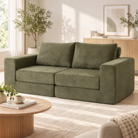 HOMCOM Schlafsofa 4-in-1 Schlaffunktion ausziehbar Klappsofa Kissen 2 Sitzer Grün – Produktabbildung 8