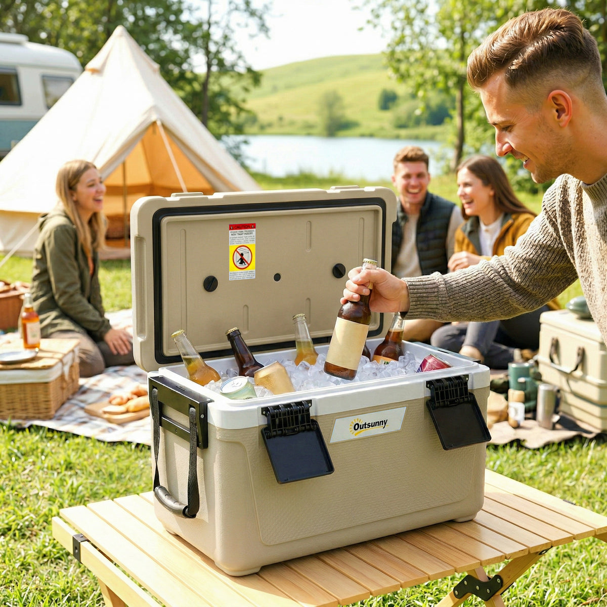 Outsunny Kühlbox 42,6L Große Passive Thermobox bis zu 72 Std. Kühlung, mit PU-Vollschaumisolierung – Produktabbildung 2