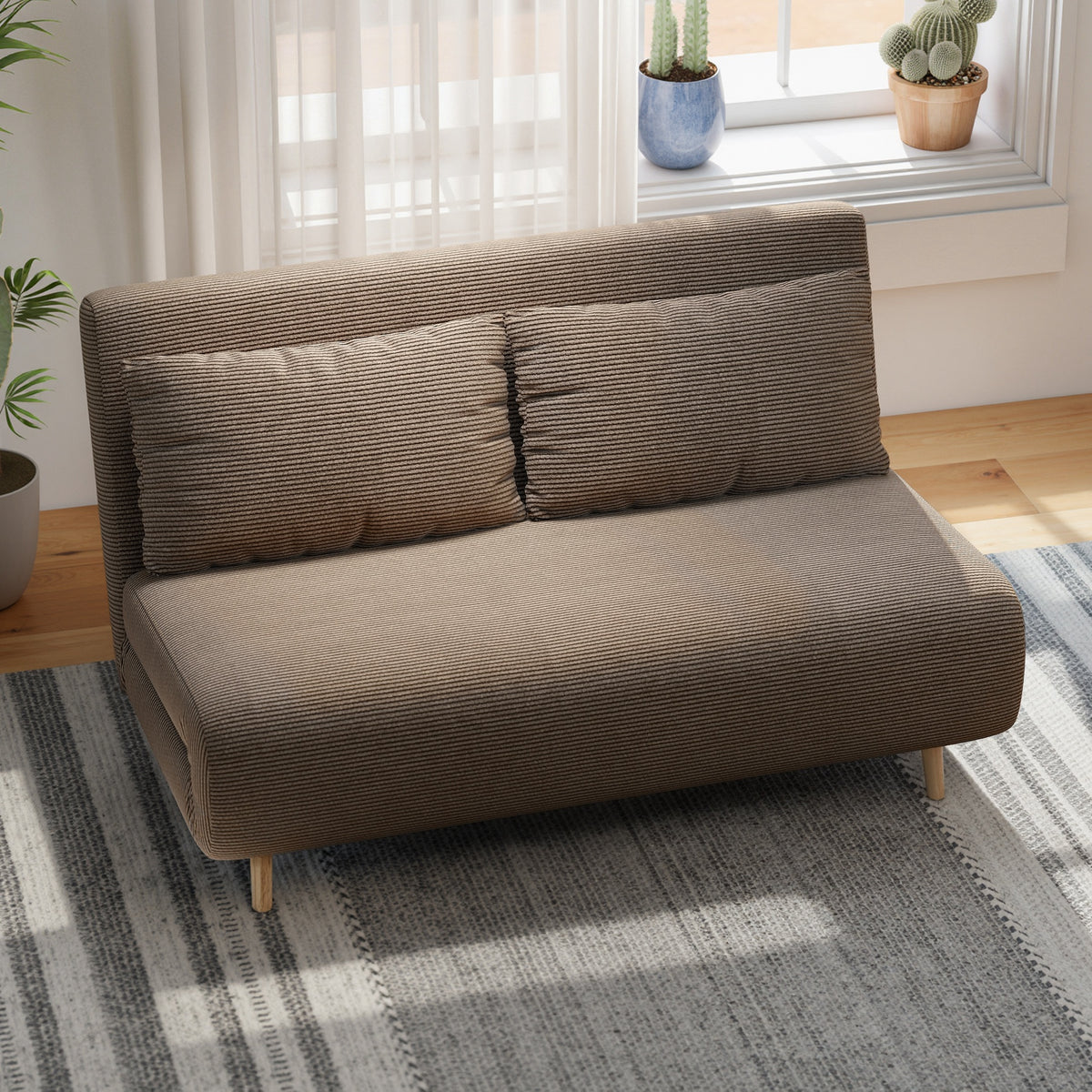 HOMCOM Schlafsofa, Gästebett, 3-fach verstellbare Rückenlehne, Kordoptik, bis 120 kg, 141 x 90 x 81 cm – Produktabbildung 8