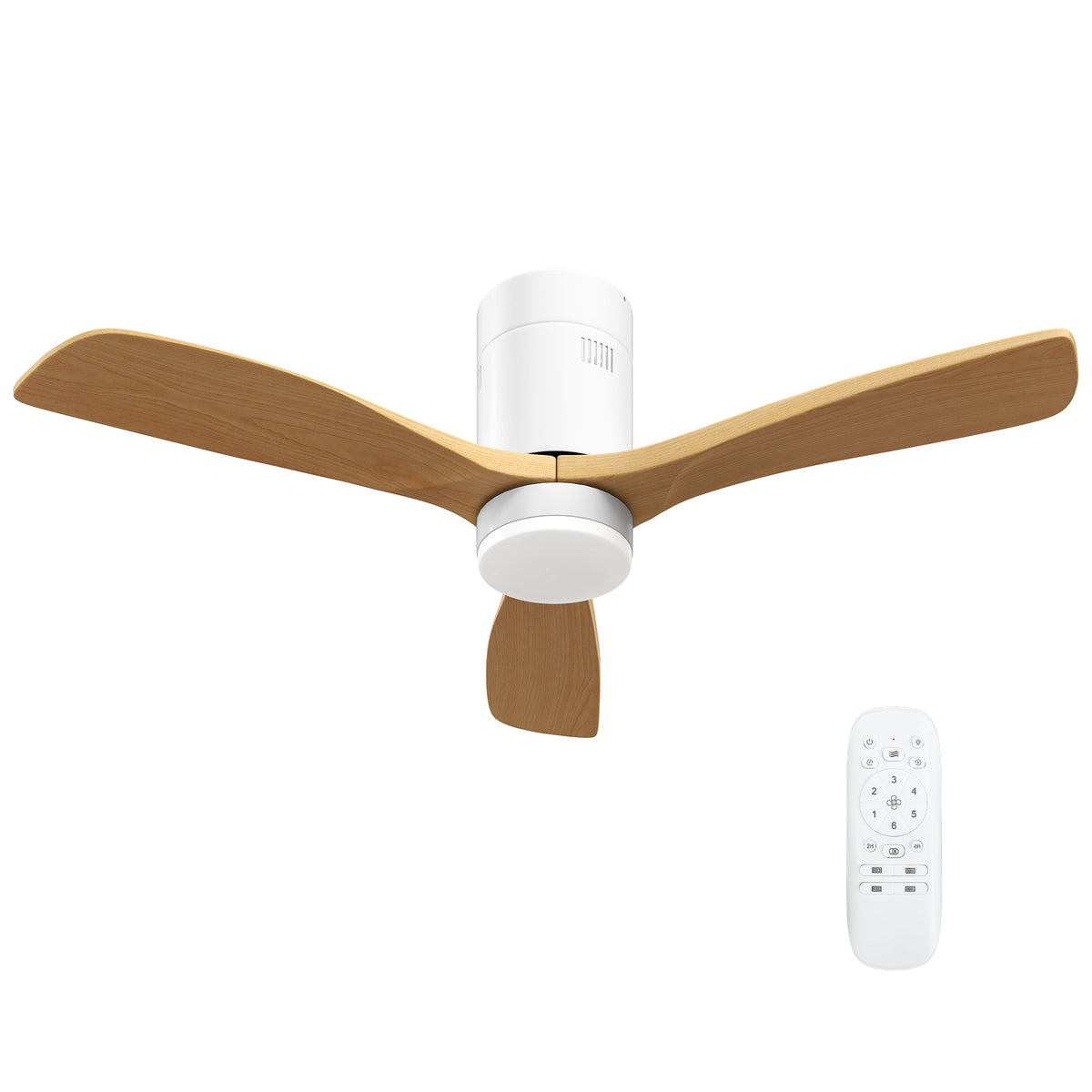 HOMCOM Deckenventilator mit LED-Licht, 6 Geschwindigkeiten, Fernbedienung, Hellbraun