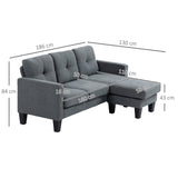 HOMCOM Ecksofa in L-Form, beidseitig anbringbare Chaiselongue, Polstersofa, Dunkelgrau – Produktabbildung 3