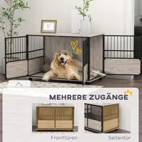 PawHut Hundebox, robust & stilvoll, 100x60x68cm, Walnussholz-Finish & Schwarz – Produktabbildung 8