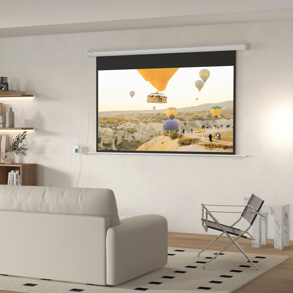 HOMCOM Beamer-Leinwand, Projektionsleinwand, 16:9, 84 Zoll, Fernbedienung, Motor – Produktabbildung 2