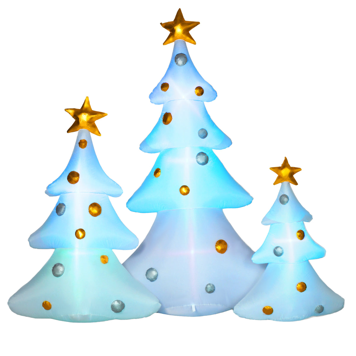 HOMCOM 3er-Set aufblasbare Weihnachtsbäume, inkl. Gebläse, In- und Outdoor, inkl. Befestigungsmaterial