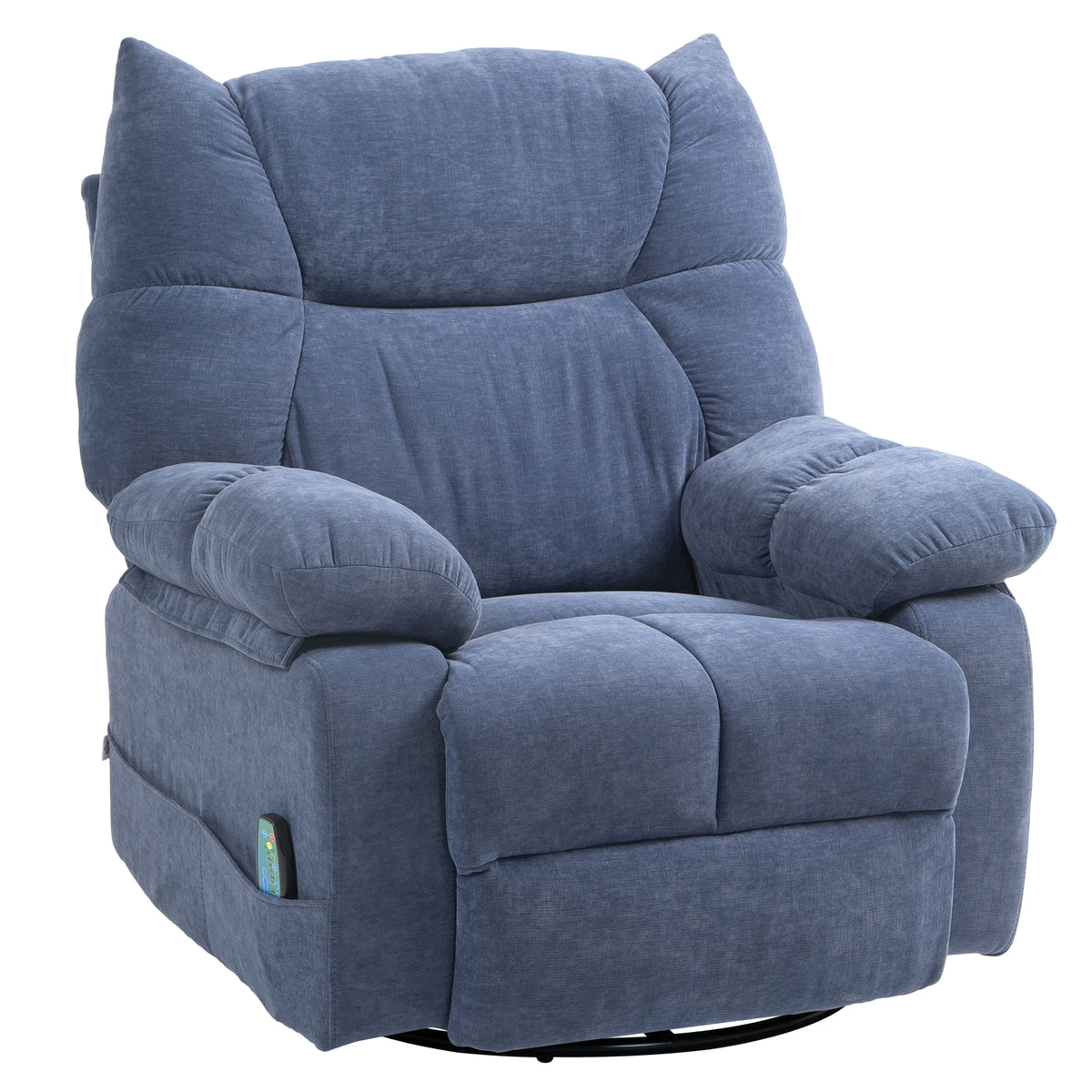 HOMCOM Massagesessel mit Wärme- & Liegefunktion, drehbar, bis 150 kg, Metallgestell, 98x90x98cm, Blau