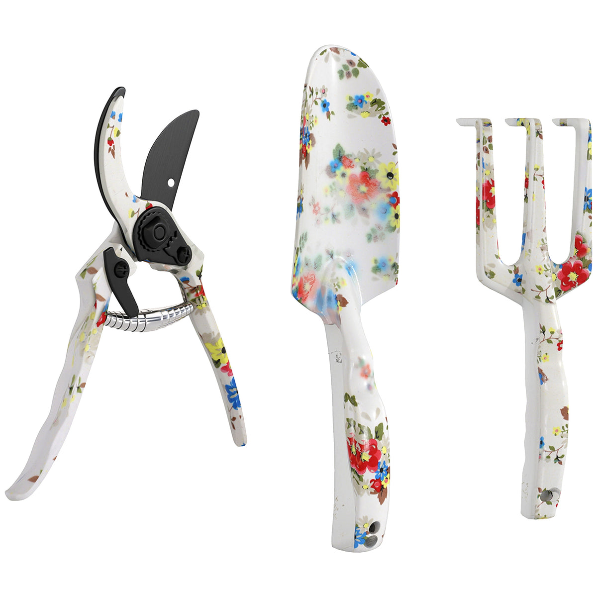 Outsunny Gartenwerkzeug Set 3 Stück Garten Werkzeug aus Metall mit Blumenkelle Handrechen Gartenschere