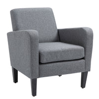 Einzelsessel, Relaxsessel, Polstersessel mit Holzfüßen, Stoff in Leinenoptik, 66 x 72 x 74 cm, Hellgrau – Produktabbildung 10