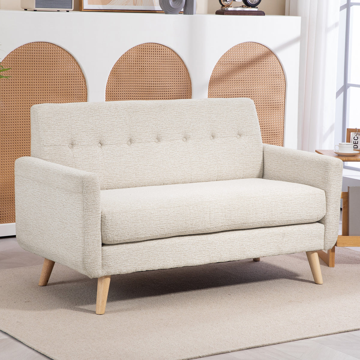 HOMCOM Zweisitzer-Sofa, komfortabel, 134x71x82 cm, Beige – Produktabbildung 2