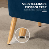 HOMCOM Sofa Retrodesign 2-Sitzer-Sofa, Holzbeine, 117 cm x 56,5 cm x 77 cm, Blau – Produktabbildung 7