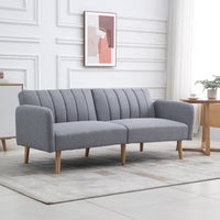 HOMCOM Schlafsofa, 2-Sitzer Stoffsofa, Sofa mit Schlaffunktion, leinenartiges Polyester, Kautschukholz – Produktabbildung 10