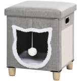 PawHut Katzenhöhle, Katzenhaus, inkl. Spielball, waschbares Kissen, 35,5 cm x 35,5 cm x 42,5 cm