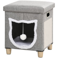 PawHut Katzenhöhle, Katzenhaus, inkl. Spielball, waschbares Kissen, 35,5 cm x 35,5 cm x 42,5 cm