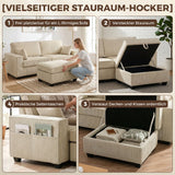 HOMCOM Ecksofa 216 cm 3-Sitzer L-Form Sofa mit Umkehrbarem Aufbwahrungshocker, Cord-Optik, Breiter – Produktabbildung 5