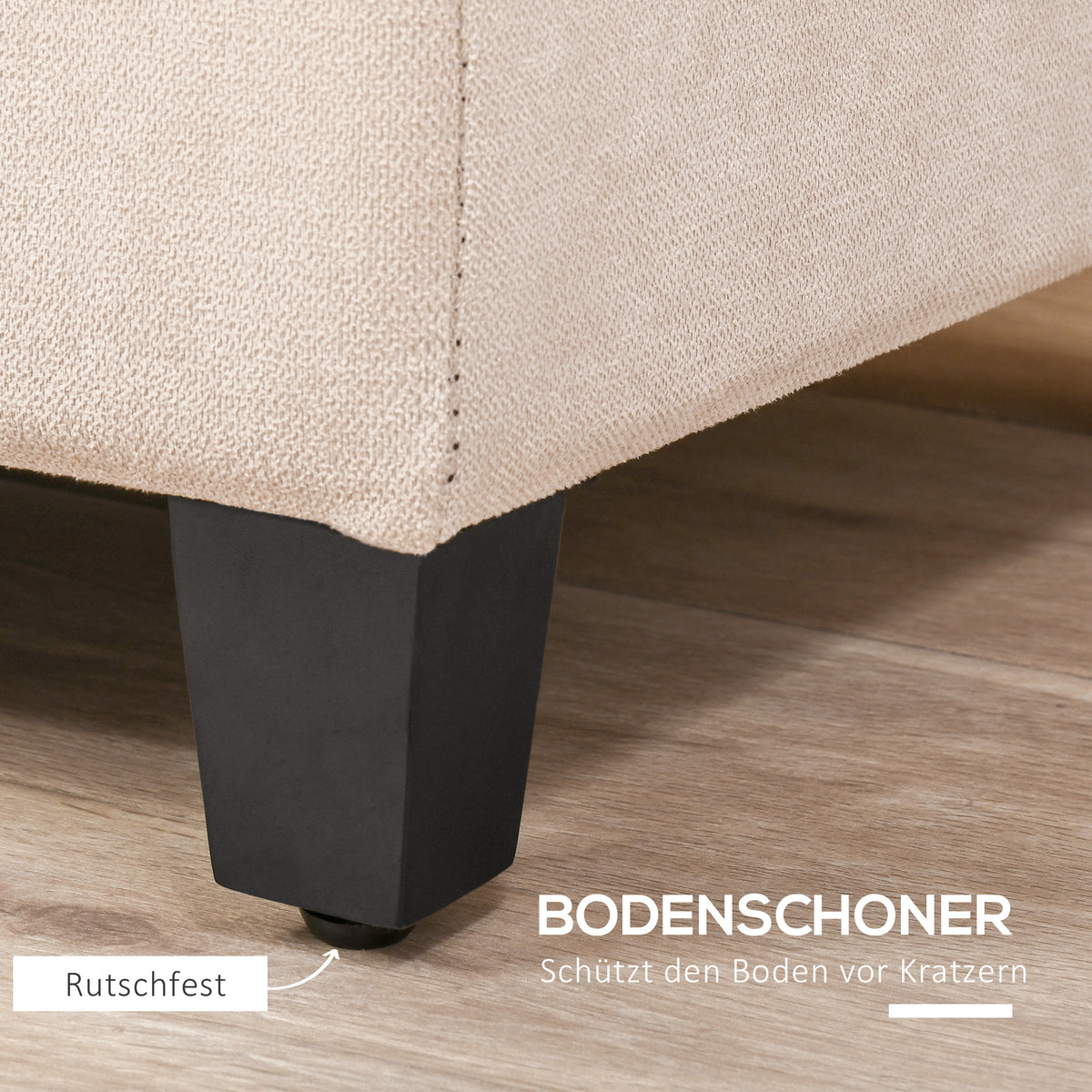 HOMCOM Polsterbank mit Stauraum, Knopfheftung, bis 120 kg, 125 x 49 x 41,5 cm, Beige – Produktabbildung 7