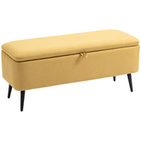 HOMCOM Sitzbank, Sitztruhe, Polsterbank, Leinenoptik, bis 150kg, 101x38,5x44,5 cm, Gelb