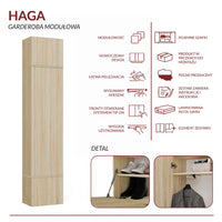Garderobe Schrank HAGA 1SZ EICHE SONOMA – Produktabbildung 8