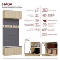 Garderobe Doppel-Kleiderpaneel HAGA II/2W EICHE SONOMA – Produktabbildung 8
