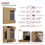 Garderobe HAGA IV/2Sz2W EICHE ARTISAN 2x Schrank + 2x Kleiderpaneel – Produktabbildung 9