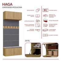 Garderobe Doppel-Kleiderpaneel HAGA II/2W EICHE ARTISAN – Produktabbildung 8