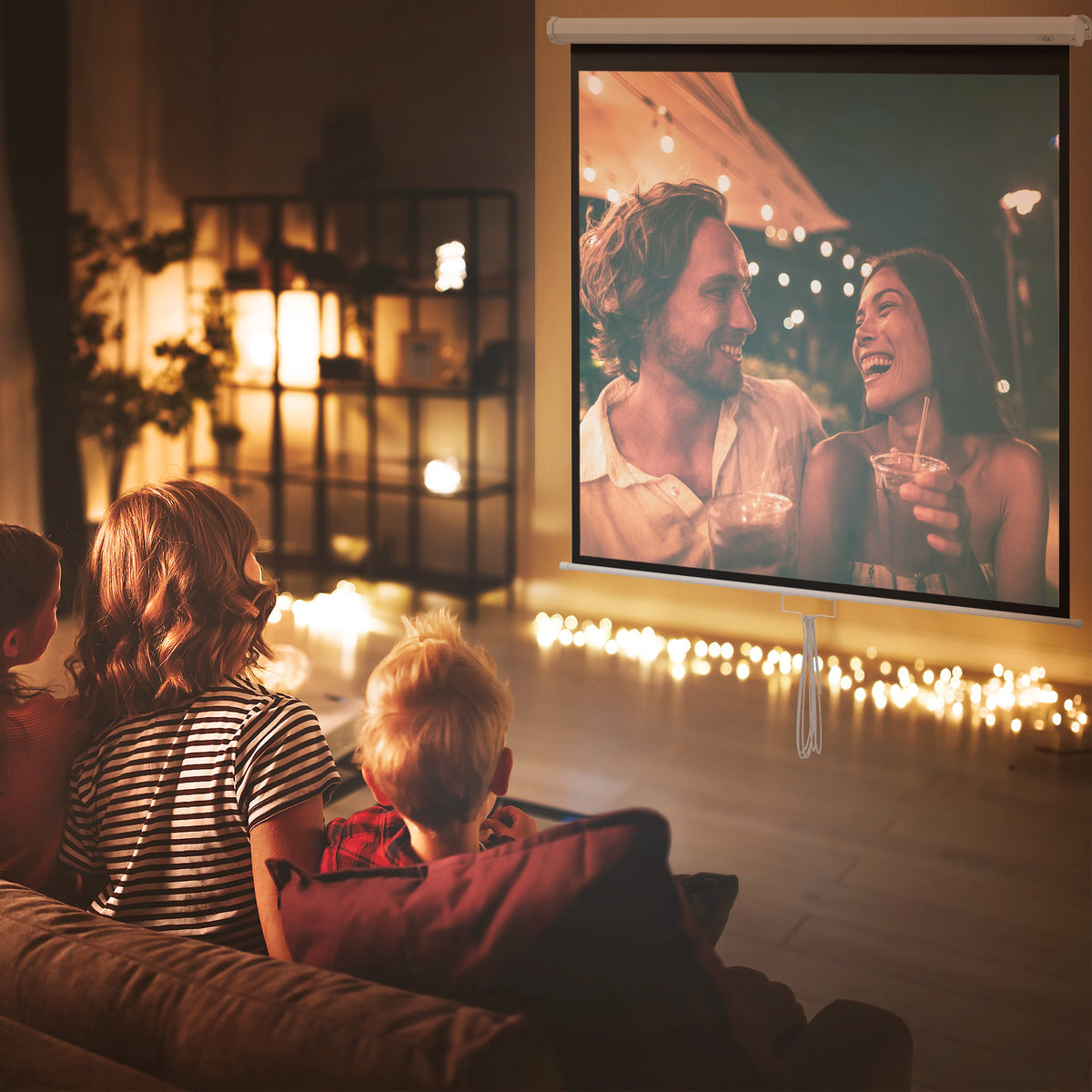 HOMCOM Beamer Leinwand 178 x 178 cm 99 Zoll 1:1 HD 4K Projektionsleinwand für Heimkino – Produktabbildung 2