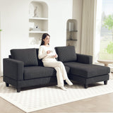 HOMCOM Ecksofa, L-förmiges 3-Sitzer-Sofa mit Chaiselongue, Holzkonstruktion, 8 Beine, Cordstoff – Produktabbildung 10