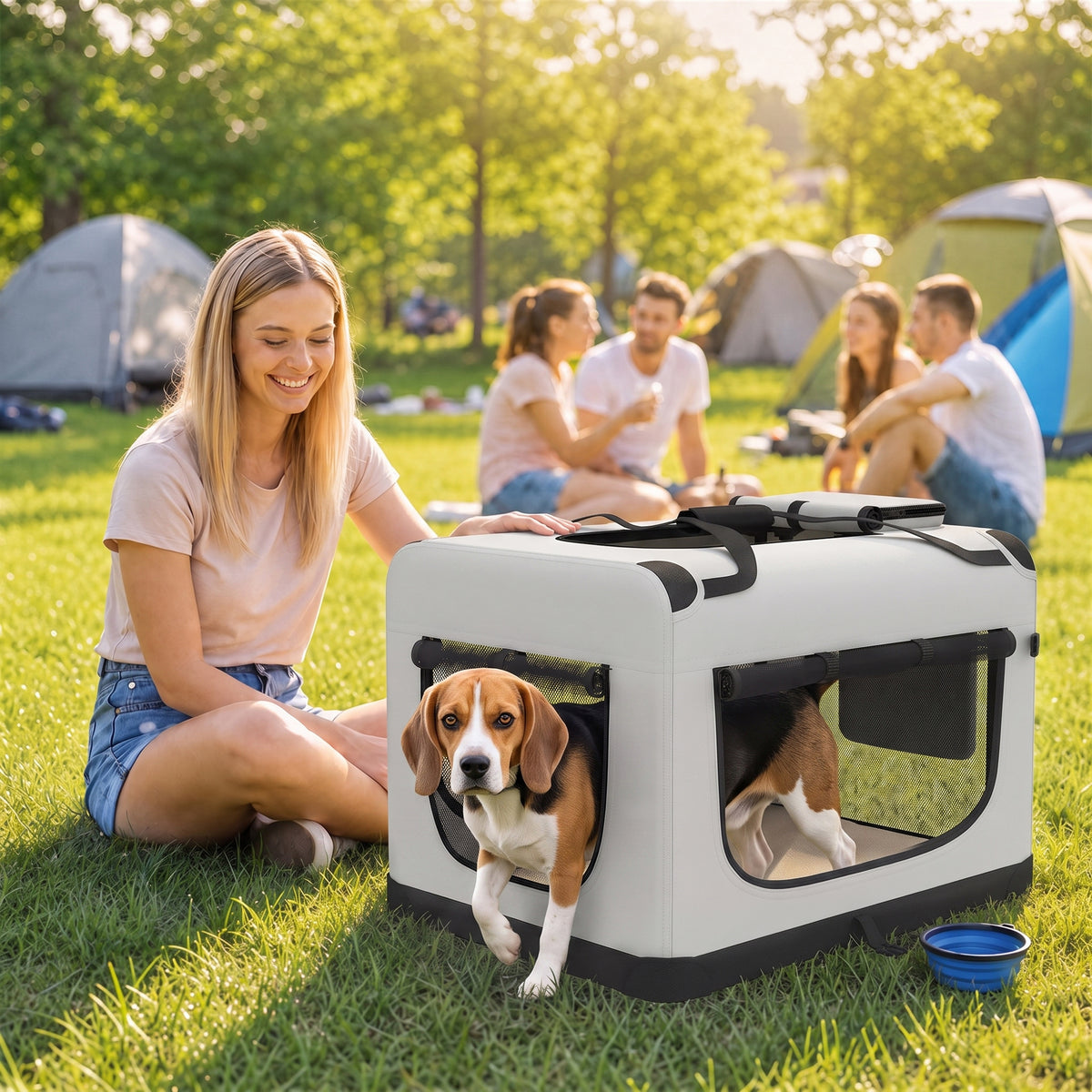 PawHut Transporttasche für Haustiere, weichw. Hundetragetasche mit Sicherheitsleine, Kissen und Napf – Produktabbildung 2
