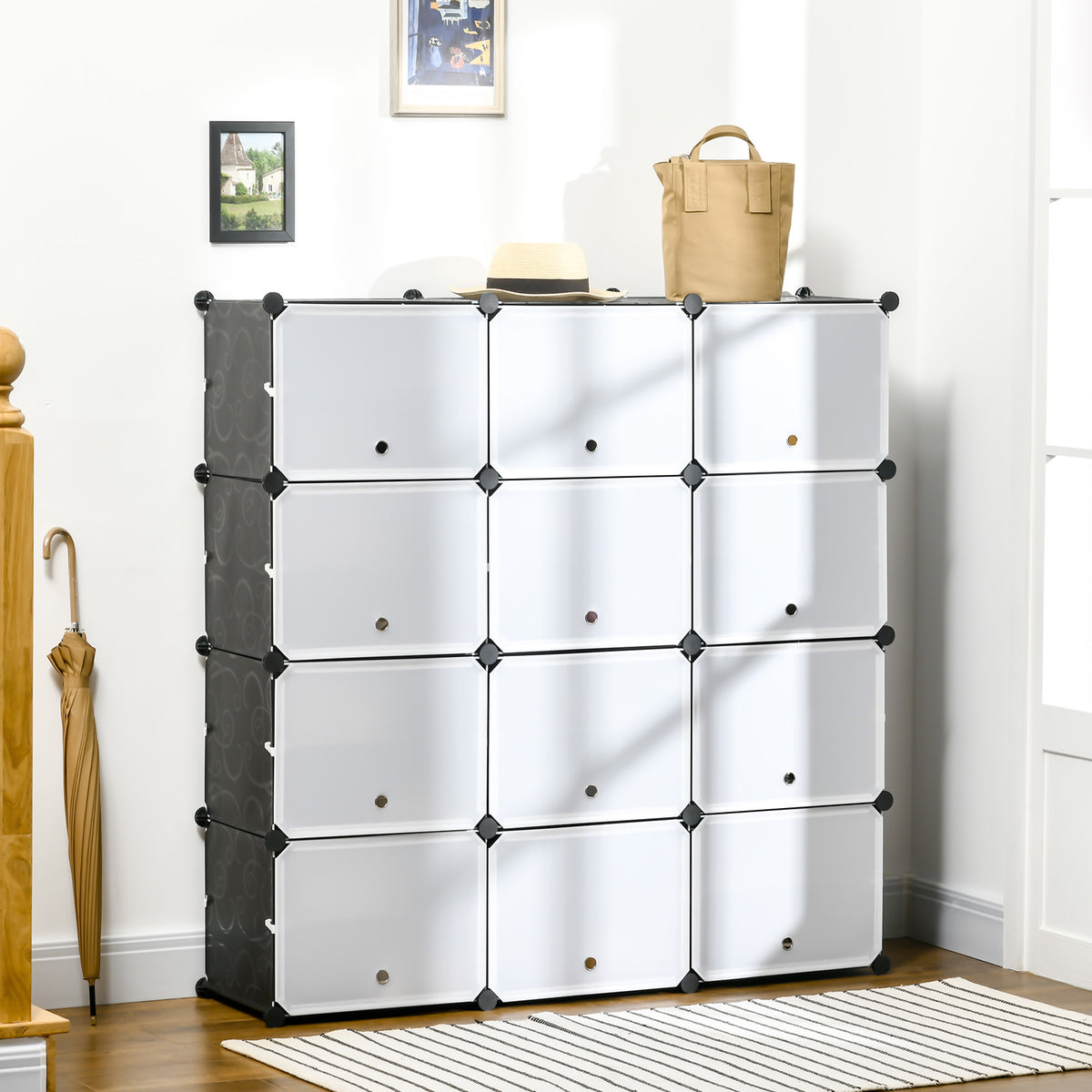 HOMCOM Modulares Regalsystem, Steckregal, zusammensetzbar aus 12 Würfeln 125 x 32 x 125 cm – Produktabbildung 2