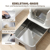 PawHut Katzentoilette aus Edelstahl mit Deckel, XL Katzenstreubox mit Schaufel, herausziehbare Wanne – Produktabbildung 4