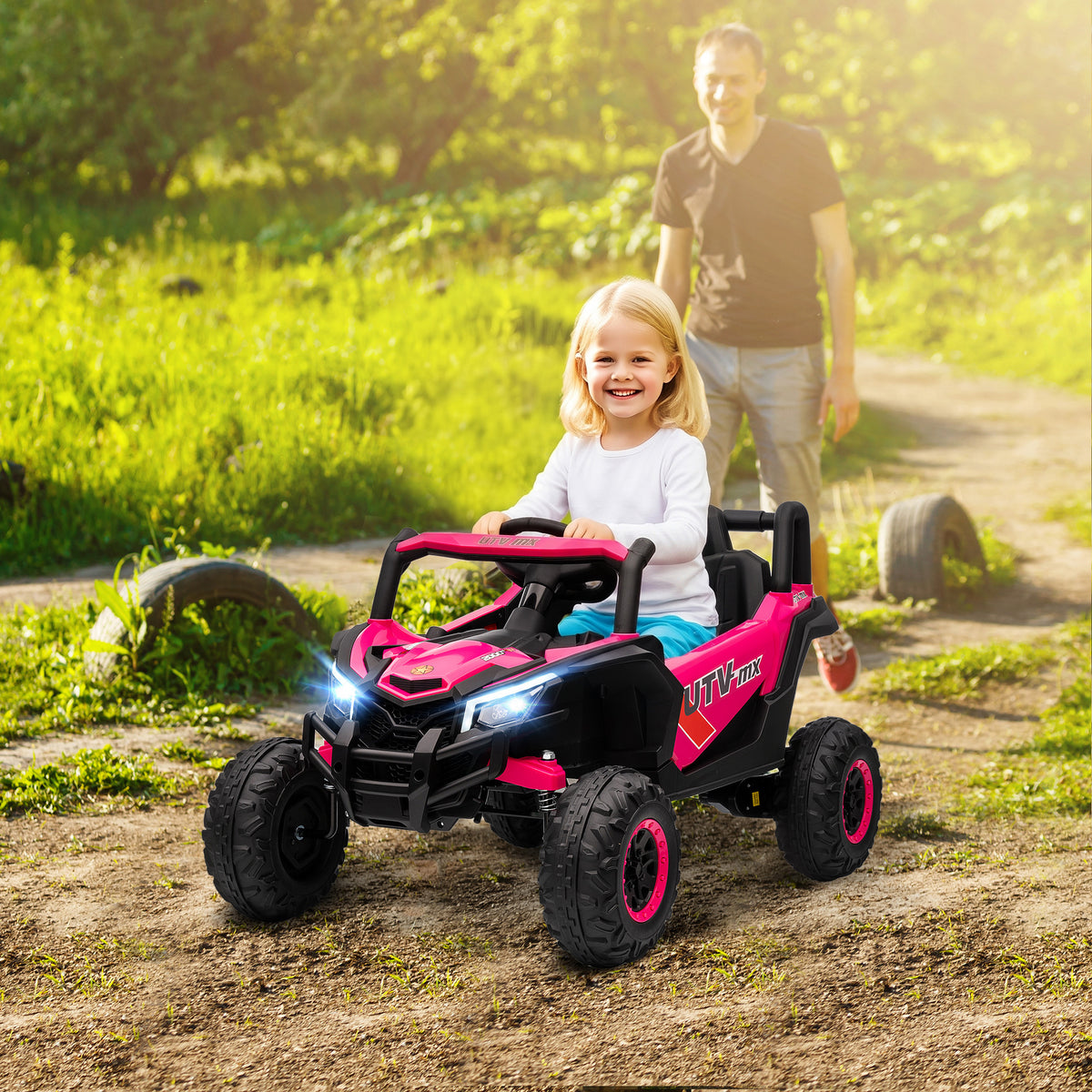 12V Elektroauto für Kinder, Fernbedienungsfunktion, Gurt, Hupe, LED-Lichter, USB-Port, für 3-5 Jahre – Produktabbildung 2